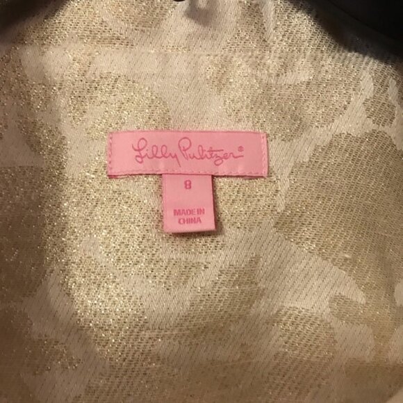 Lilly Pulitzer Gold Brocade Cropped Jacket size 8 - Picture 2 of 4